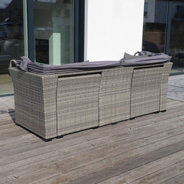 Gartenlounge Set Santa Fe mit Sonnendach - Grau