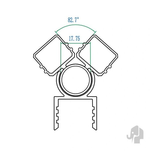 Drehbares Adapterprofil, Anthrazit, 2,5 x 5,5 x 200 cm